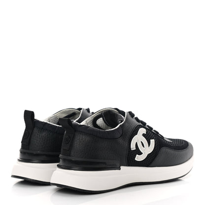Chanel Calfskin Mesh Lycra Suede Womens Logo Sneakers 38 Black 4 of 10
