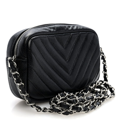 Chanel Caviar Chevron Quilted Camera Case  Black 3 of 10