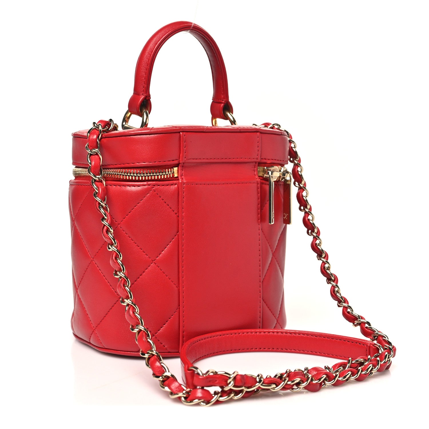 Chanel Lambskin Quilted Trendy Vanity Case Red 3 of 11