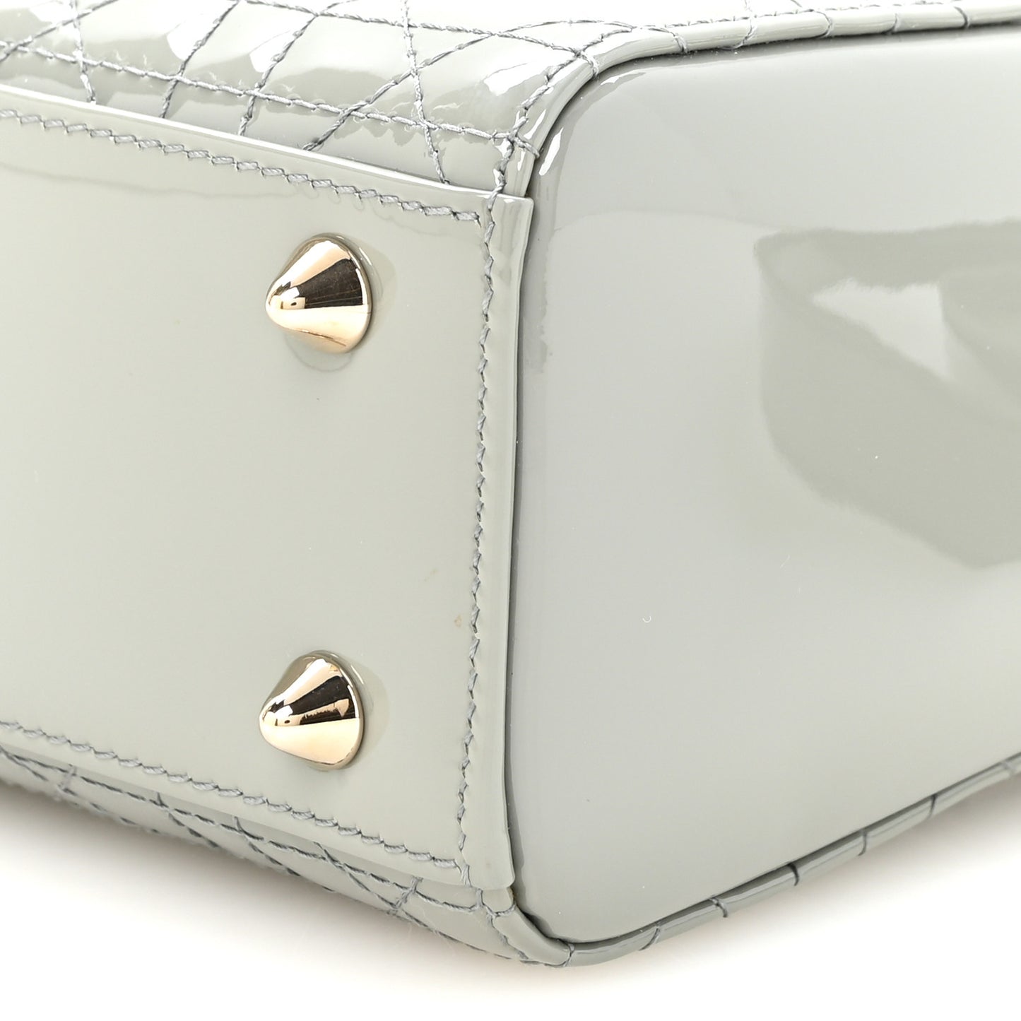 Patent Cannage Small Lady Dior Grey