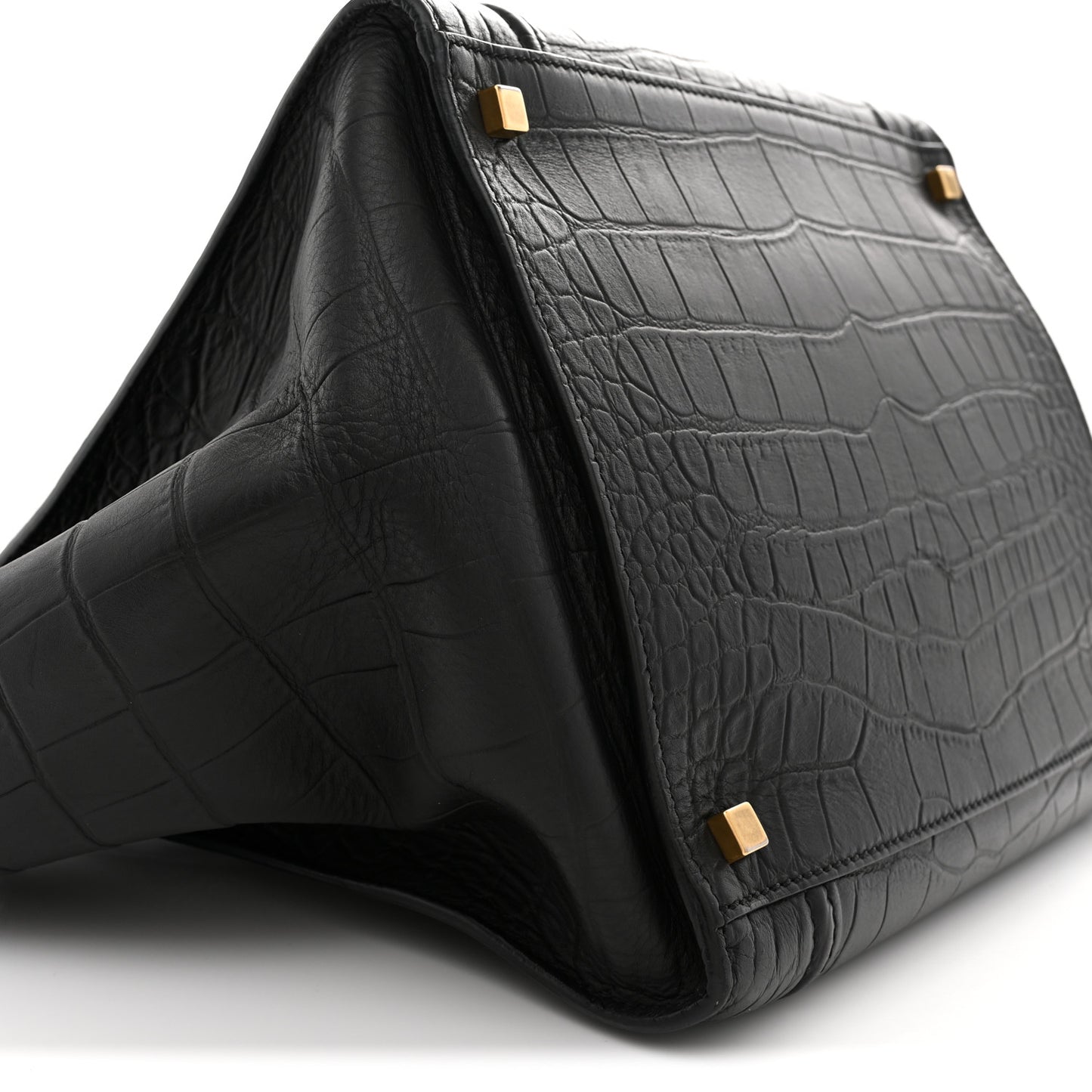 Crocodile Embossed Calfskin Medium Phantom Luggage Black