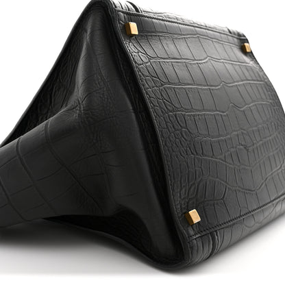 Celine Crocodile Embossed Calfskin Medium Phantom Luggage Black 9 of 11