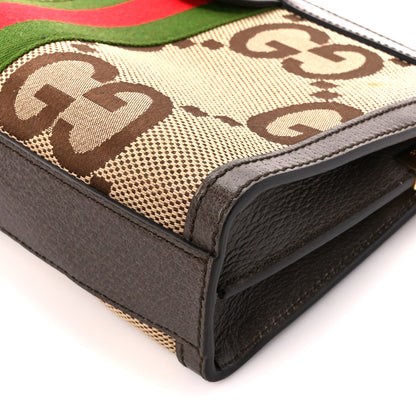 Gucci Monogram Jumbo GG Textured Dollar Calfskin Web Small Ophidia Chain Shoulder Bag Camel Ebony New Acero 11 of 13