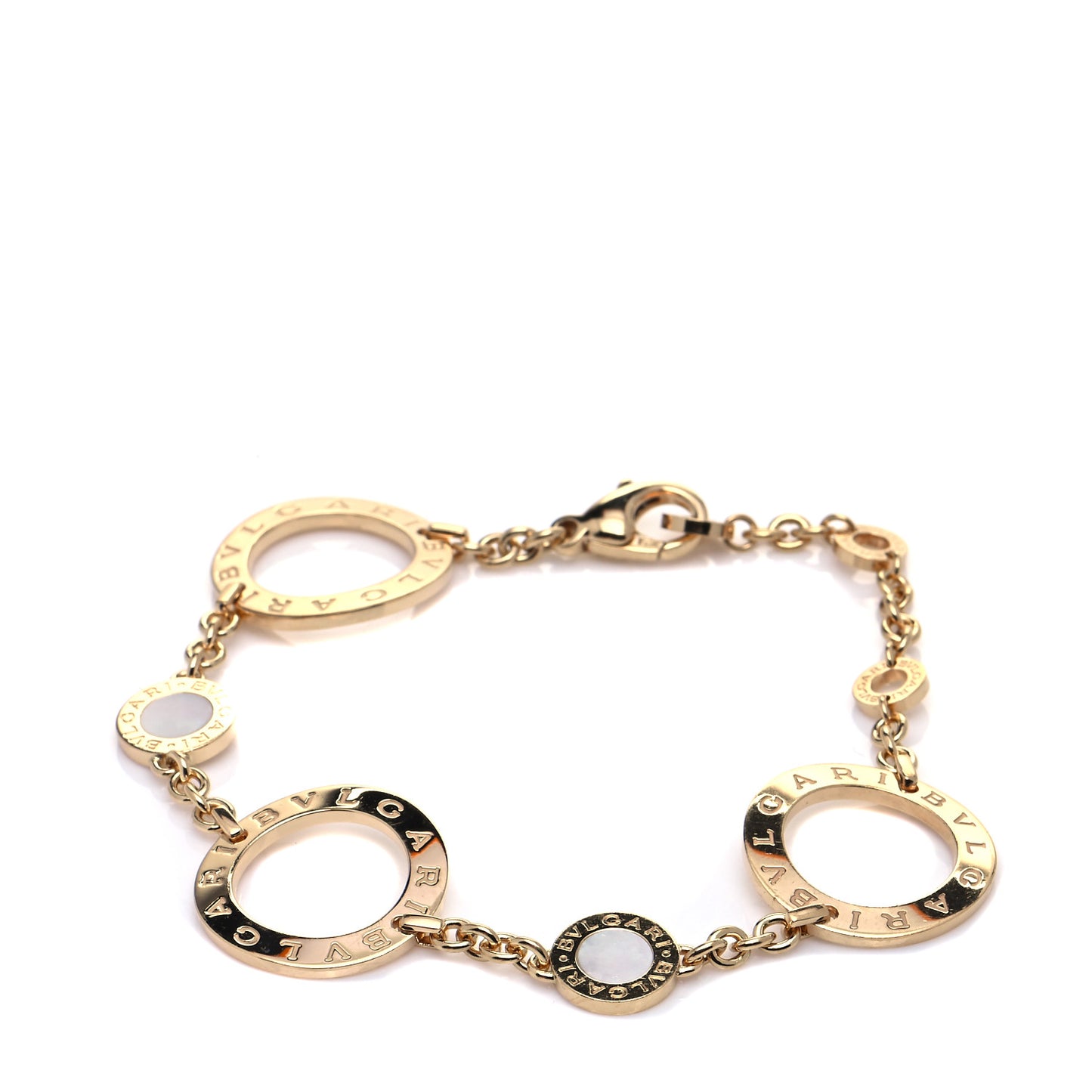 18K Yellow Gold Mother of Pearl Signature Chain Bracelet
