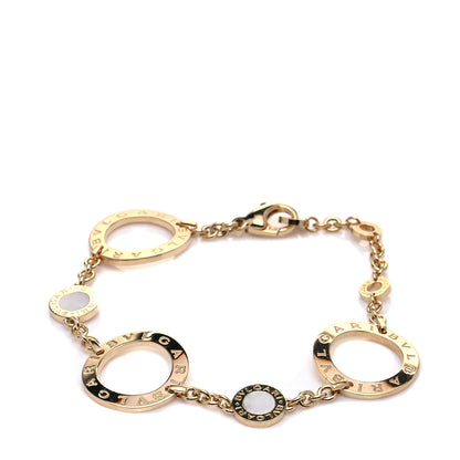 Bulgari 18K Yellow Gold Mother of Pearl Signature Chain Bracelet 1 of 6