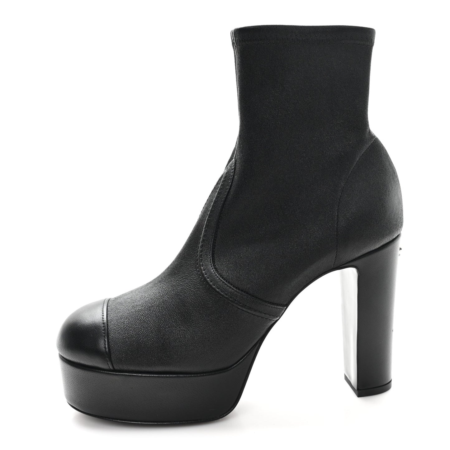 Lambskin Platform Short Boots 39 Black
