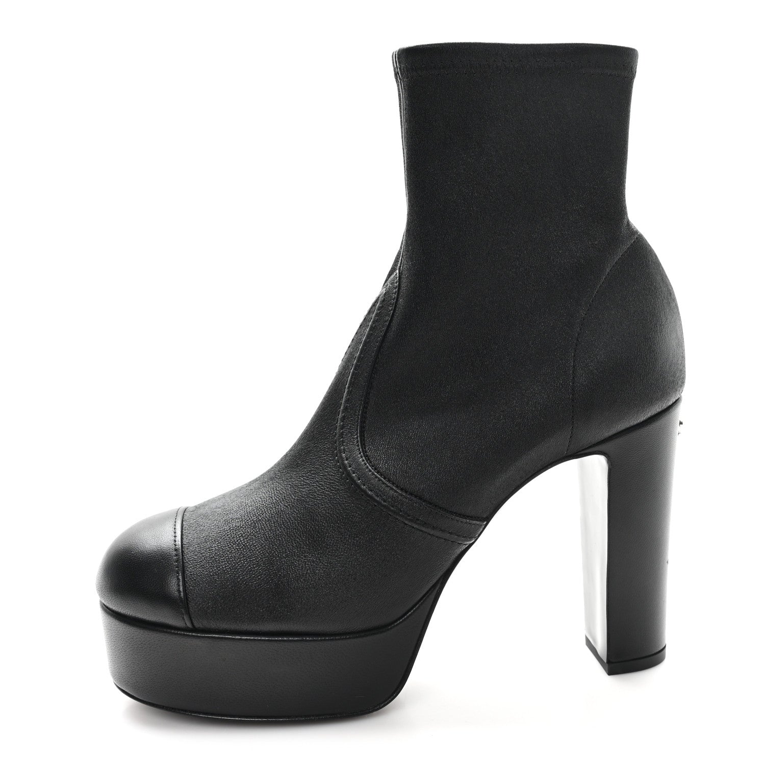 Chanel Lambskin Platform Short Boots 39 Black 1 of 9