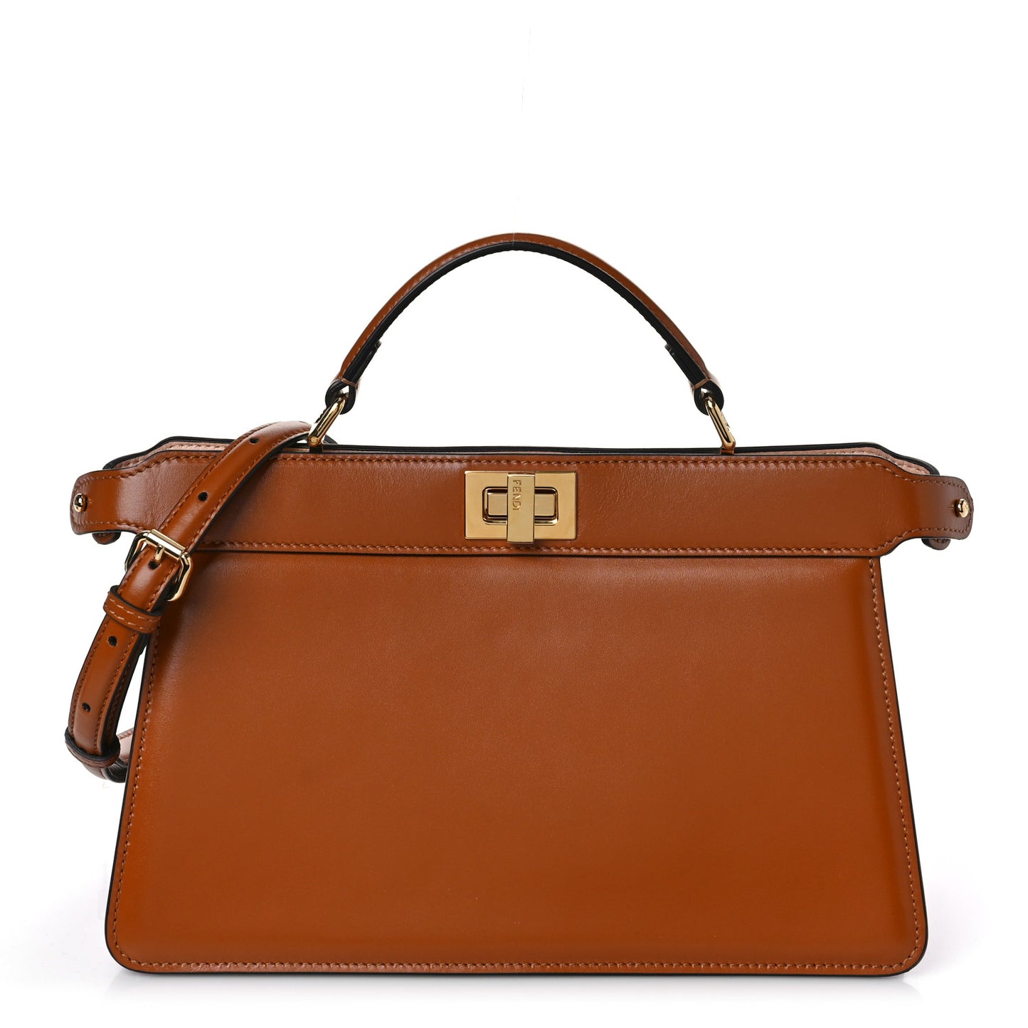 Vitello King Luxor Shiny Nappa Medium Peekaboo I SEE U East West Satchel Brandy Light Rose