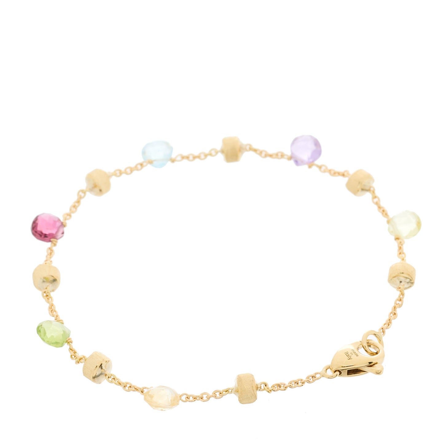 18K Yellow Gold Multi Gemstone Paradise Single Strand Bracelet