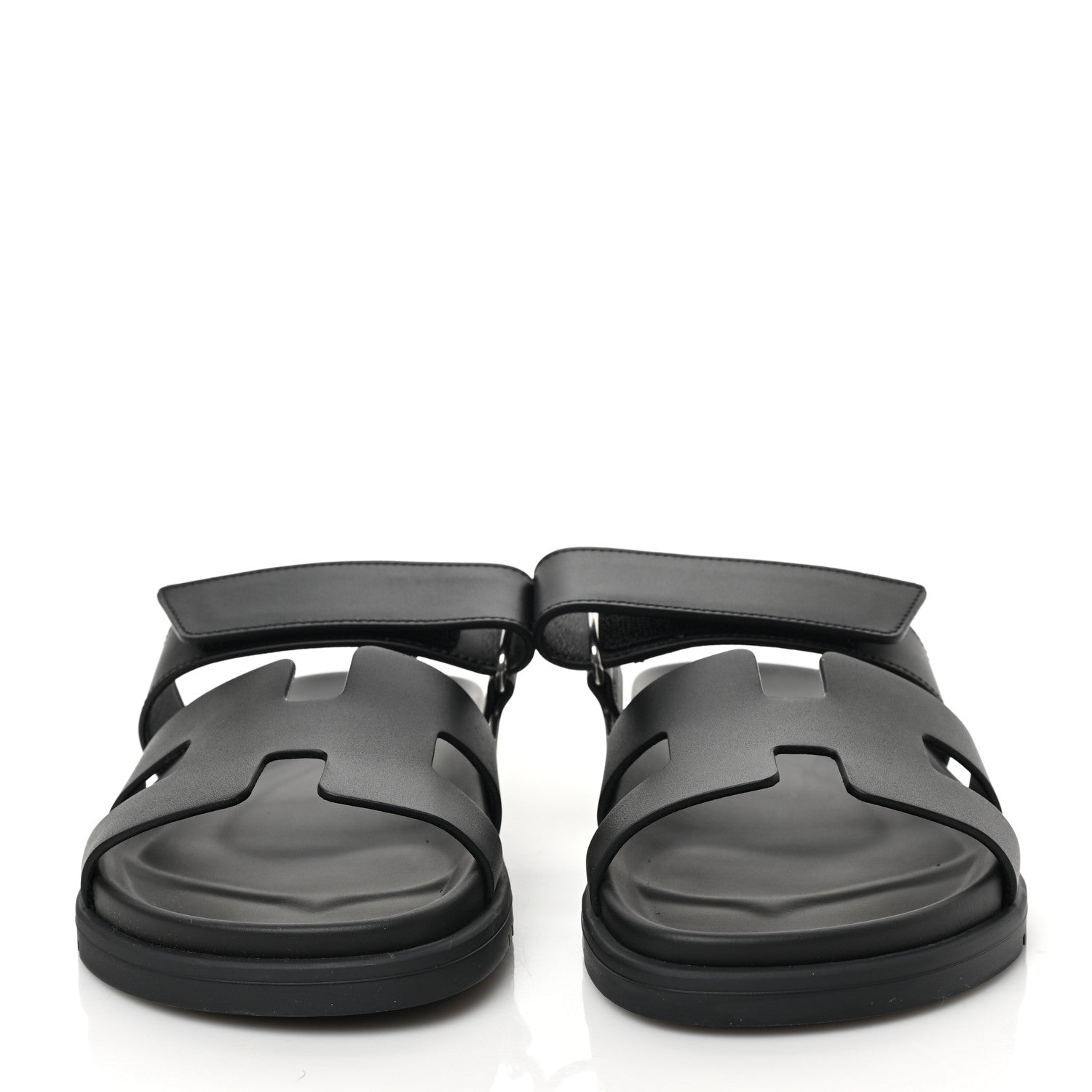Hermes Calfskin Womens Chypre Sandals 37 Black 2 of 8
