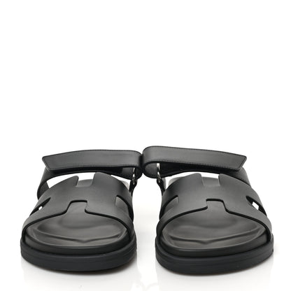 Hermes Calfskin Womens Chypre Sandals 37 Black 2 of 8