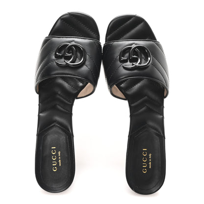 Gucci Nappa Matelasse Monochrome GG Marmont 75mm Slide Sandals 36 Black 2 of 10