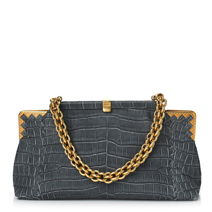 Bottega Veneta Crocodile Vendome Shoulder Bag Grey 1 of 8