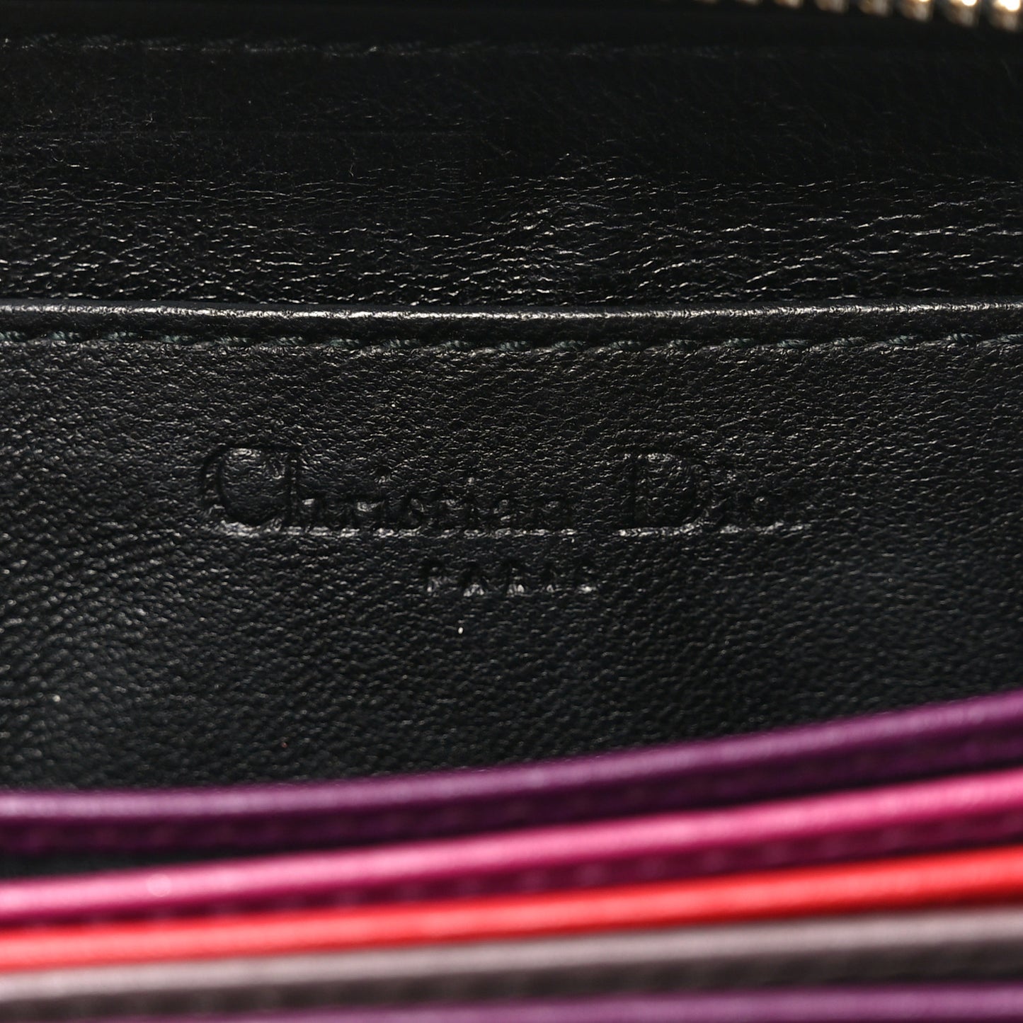 Lambskin Cannage Gusset Card Holder Black