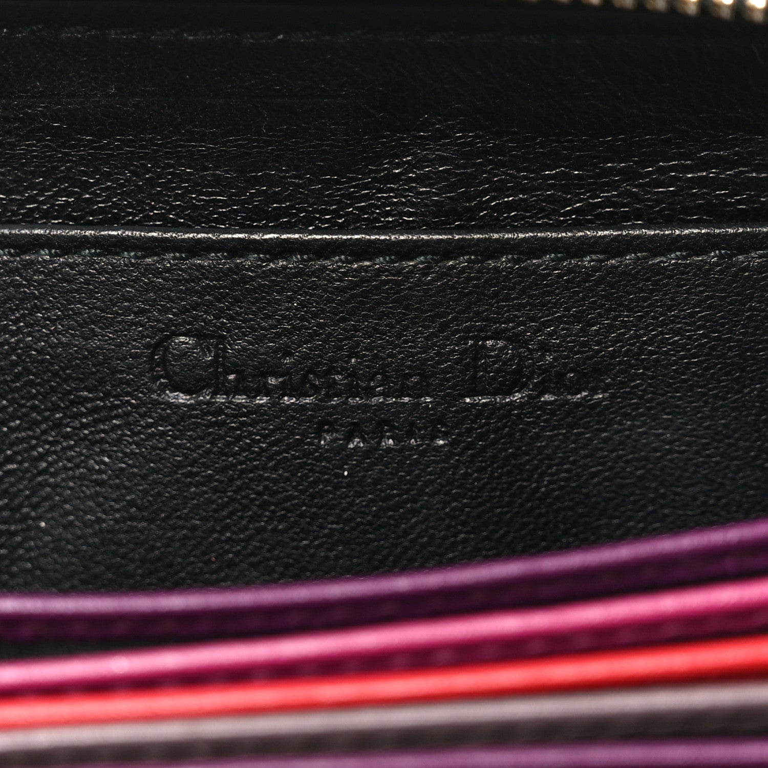 Christian Dior Lambskin Cannage Gusset Card Holder Black 6 of 9