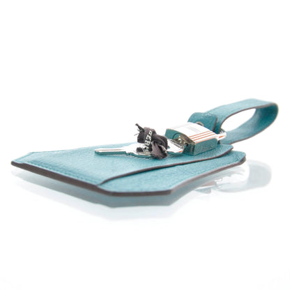 Hermes Chevre Luggage Tag Bleu Paon 4 of 4