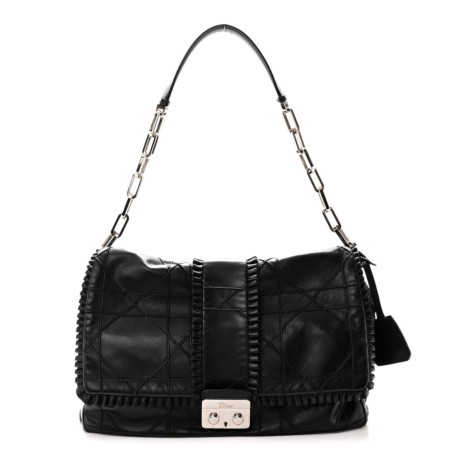 Christian Dior Lambskin Cannage Large Ruffle New Lock Flap Black 1 of 10
