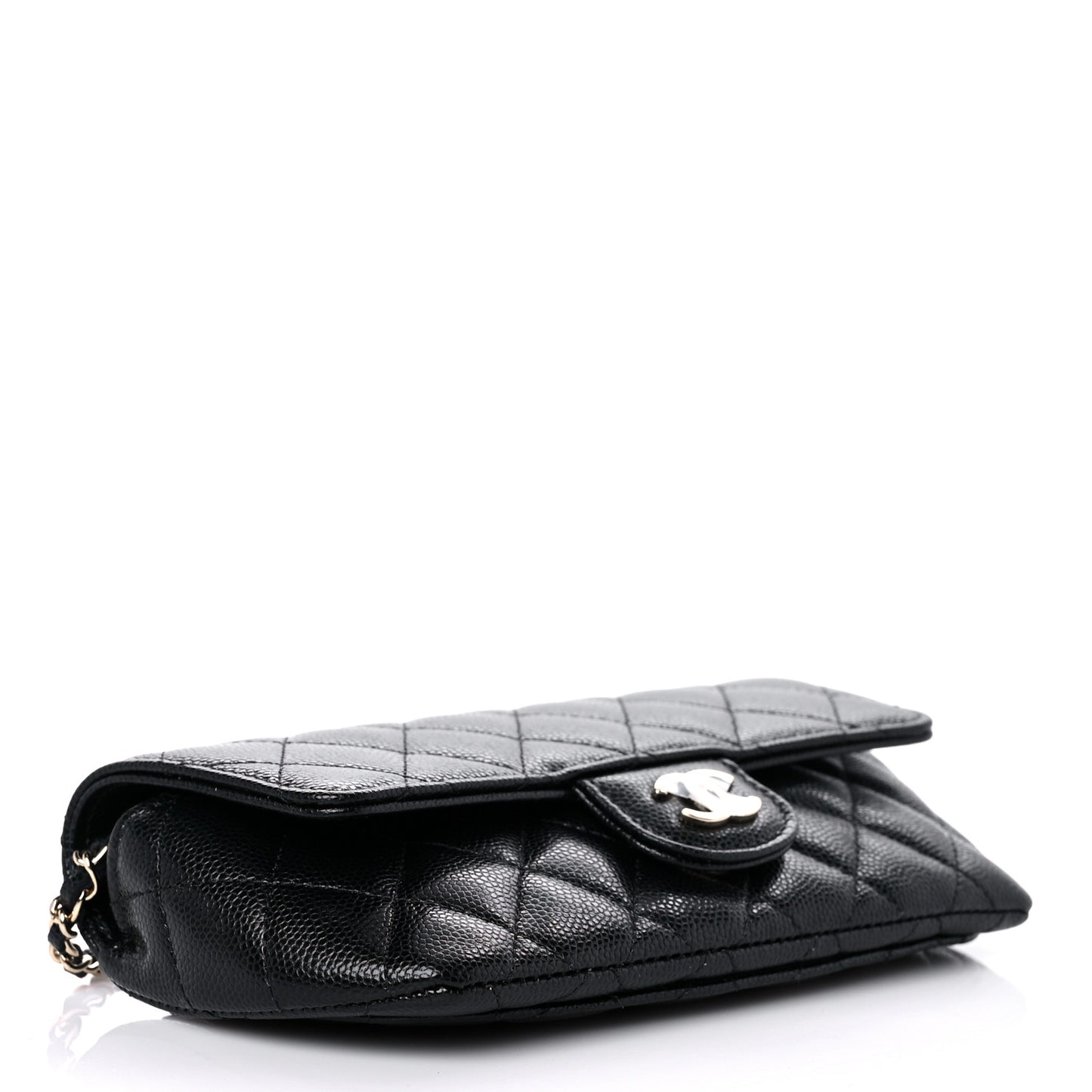 Caviar Quilted Glasses Case With Chain Black