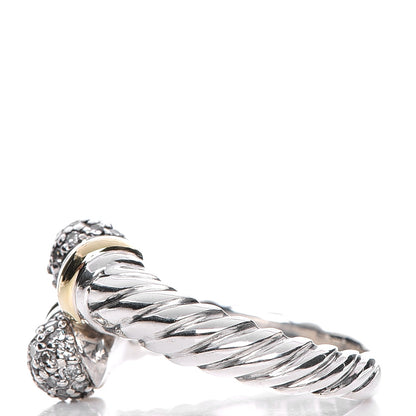 David Yurman Sterling Silver 18K Yellow Gold Diamond Cable Ring 54 7 4 of 7