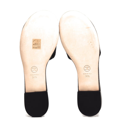 Chanel Pearl Embroidery CC Mules 38.5 Black 6 of 11