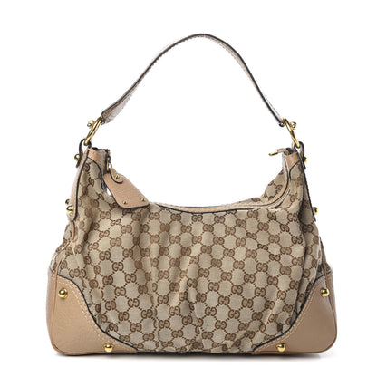 Gucci Monogram Medium Jockey Hobo Beige 1 of 14
