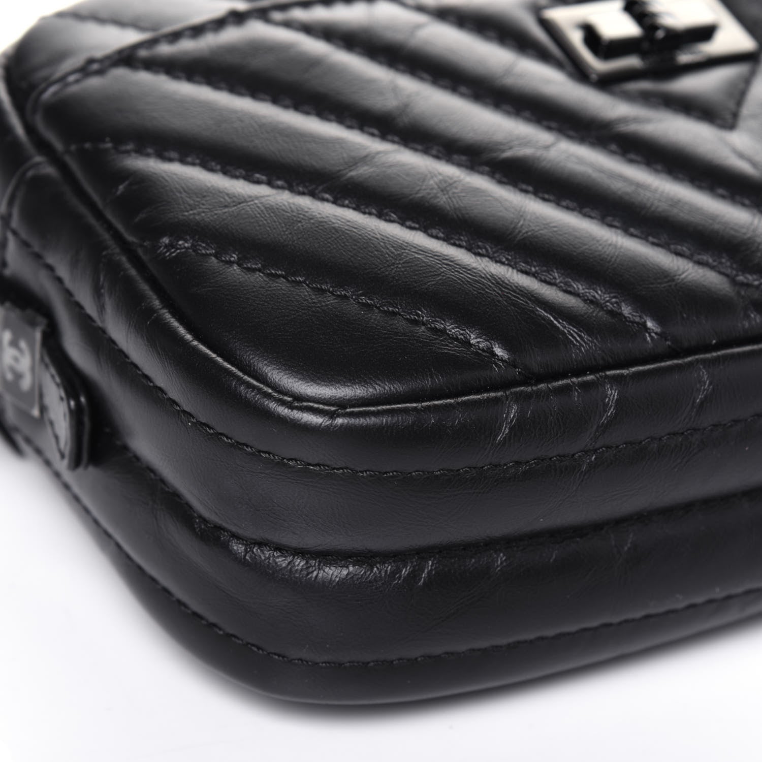 Chanel Aged Calfskin Chevron Mini Reissue Camera Case So Black 8 of 13