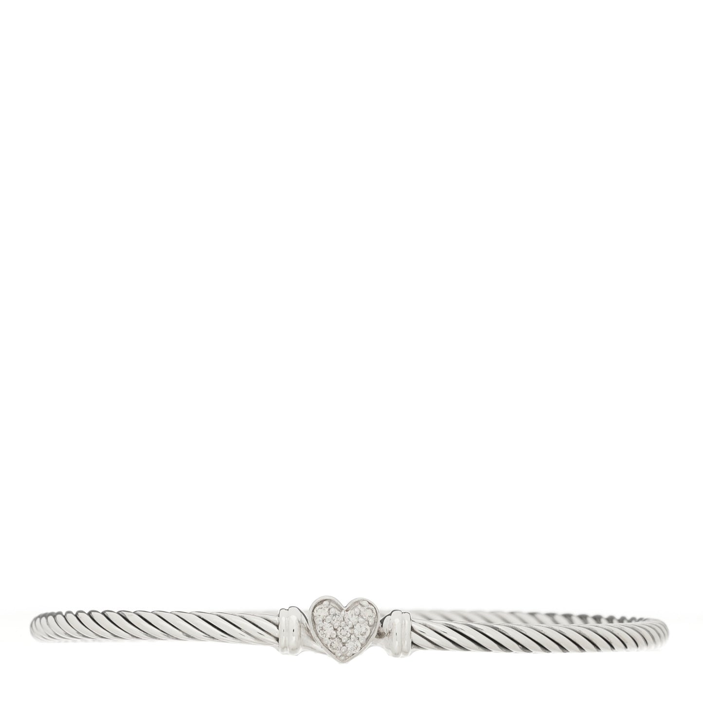 Sterling Silver Diamond Cable Collectibles Heart Bracelet