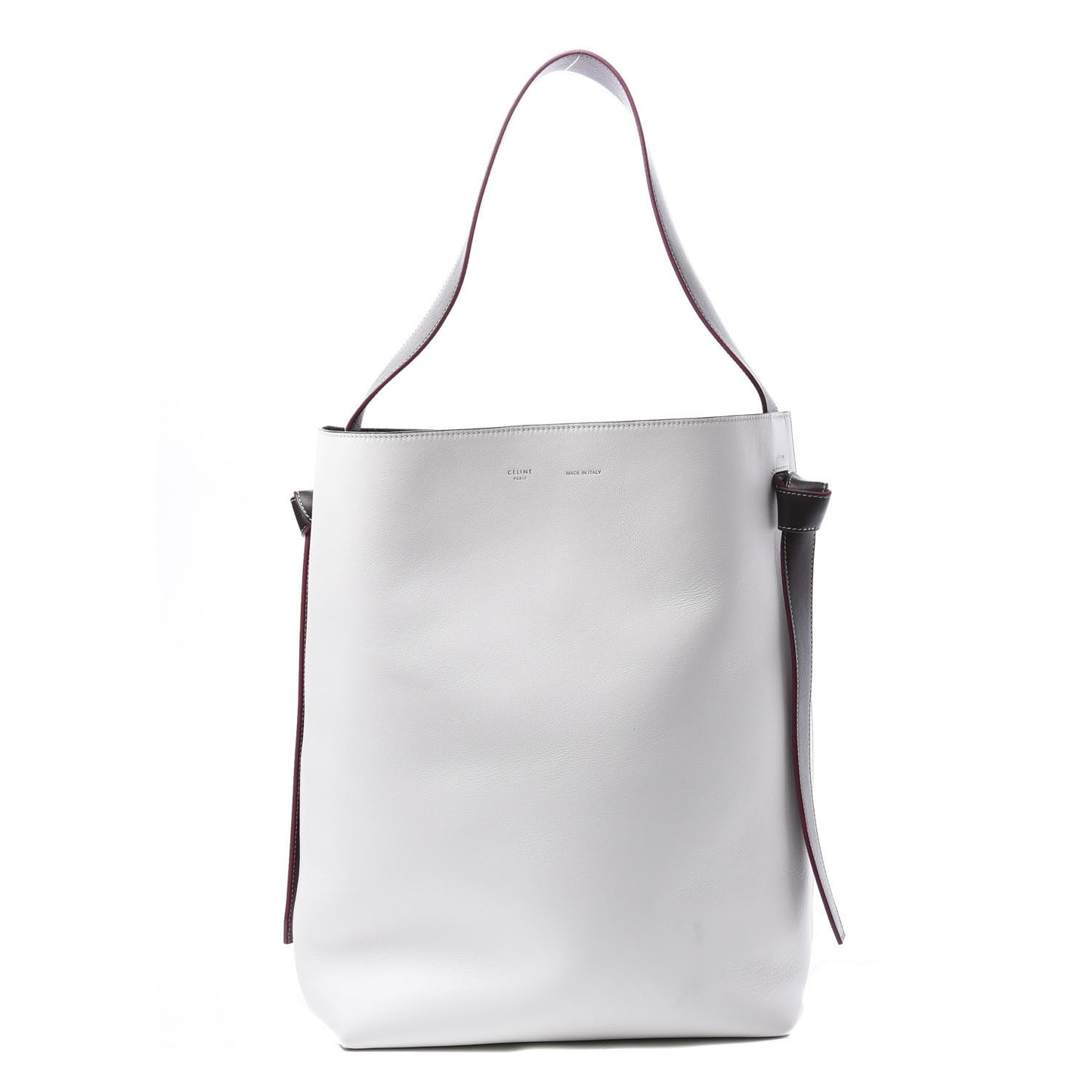 Shiny Smooth Calfskin Small Twisted Cabas White Camel Tan