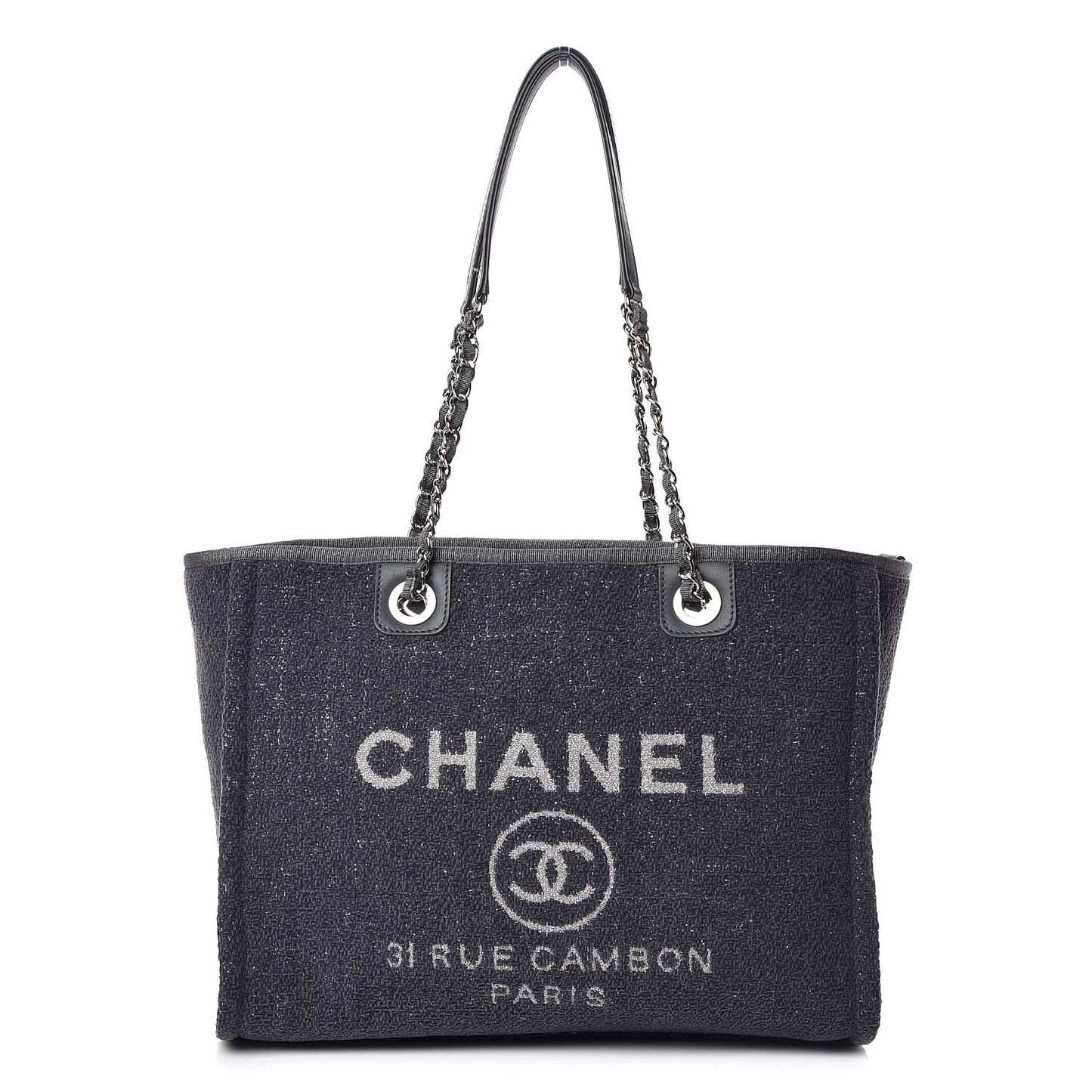 Lurex Boucle Small Deauville Tote Grey