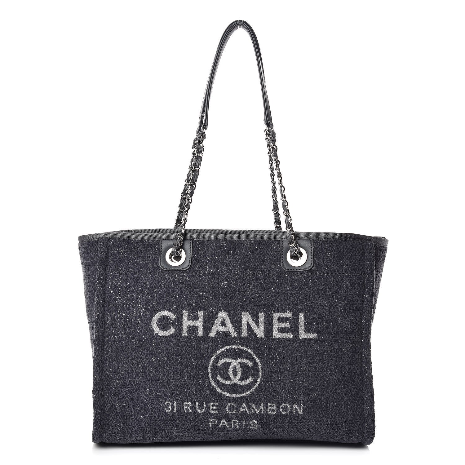 Chanel Lurex Boucle Small Deauville Tote Grey 1 of 11