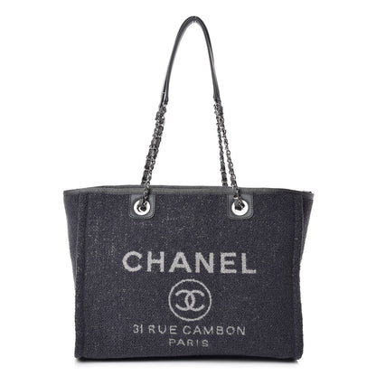 Chanel Lurex Boucle Small Deauville Tote Grey 1 of 11