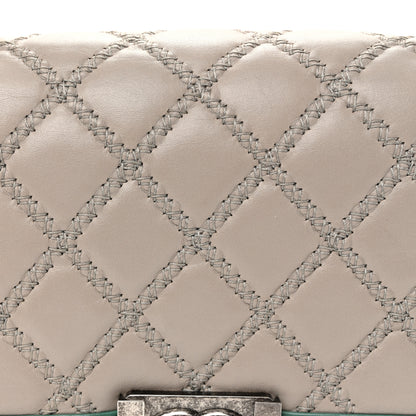 Chanel Lambskin Quilted Medium Top Handle Boy Flap Grey Green Red 8 of 11