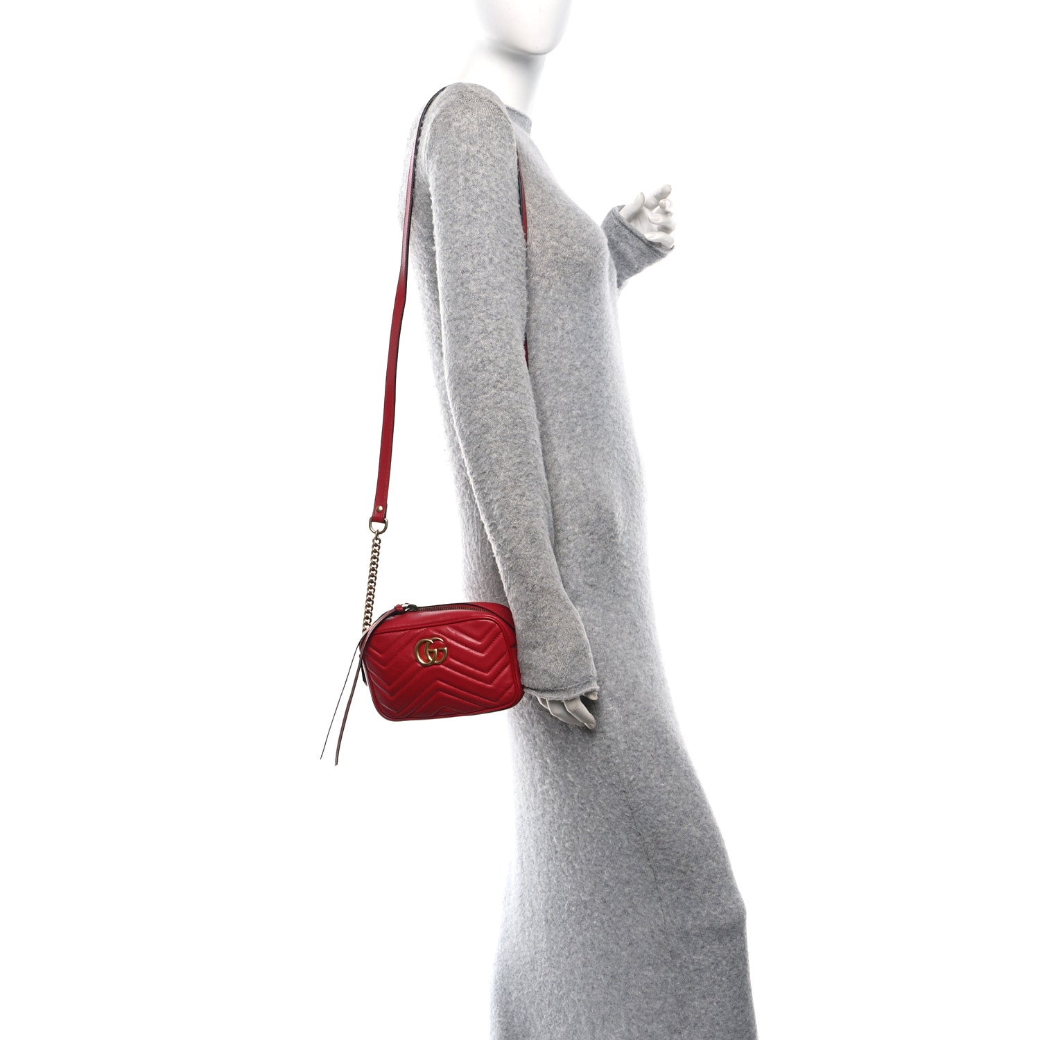 Gucci Calfskin Matelasse Mini GG Marmont Chain Shoulder Bag