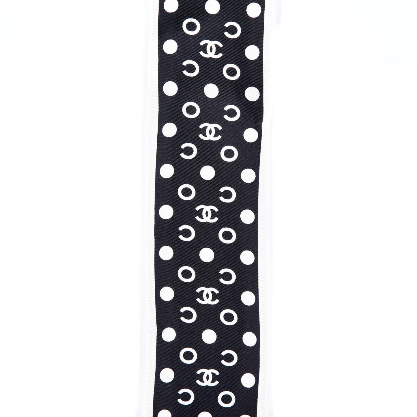 Silk CC Twilly Hair Tie Black White