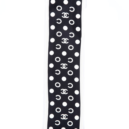 Chanel Silk CC Twilly Hair Tie Black White 2 of 4