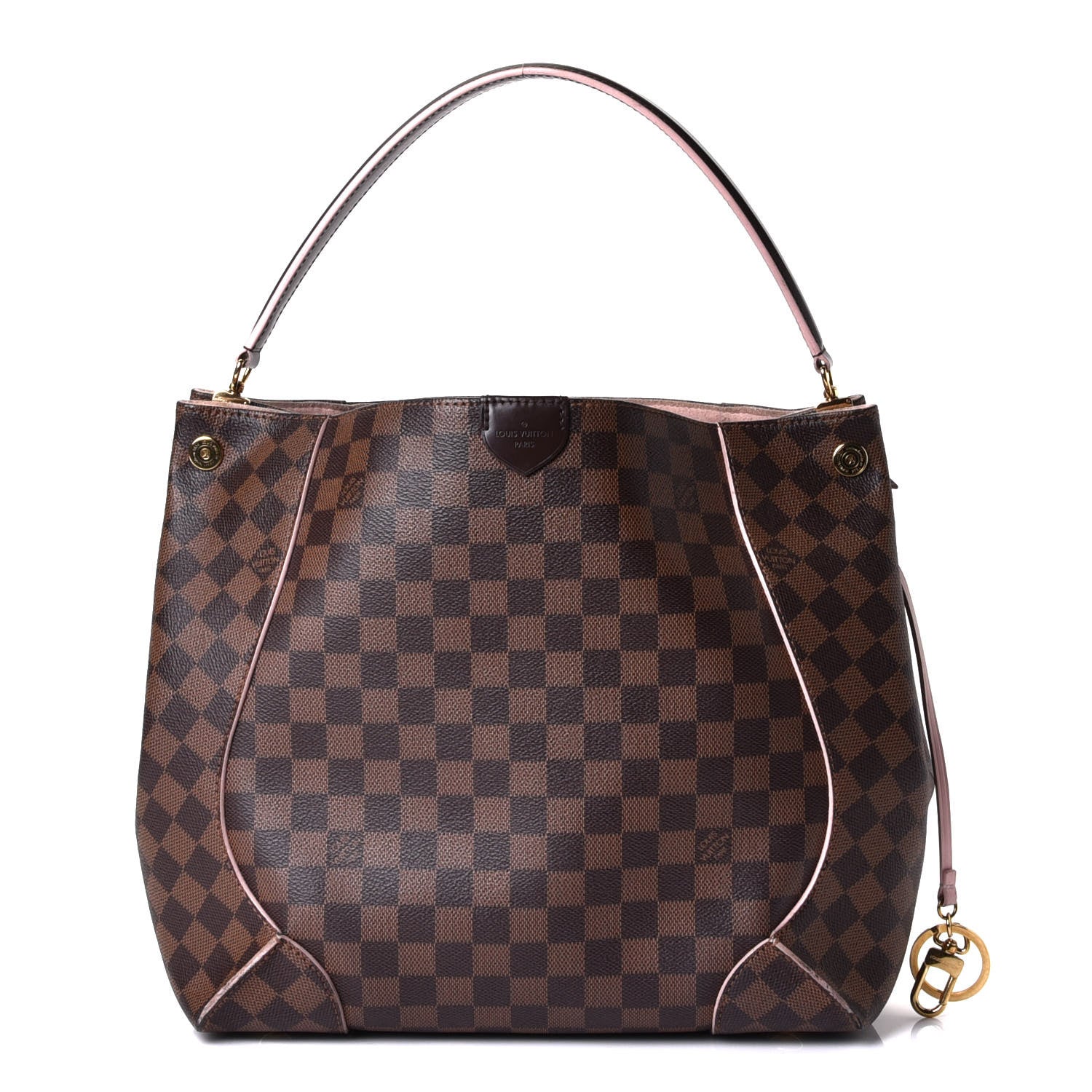 Louis Vuitton Damier Ebene Caissa Hobo Rose Ballerine 1 of 8
