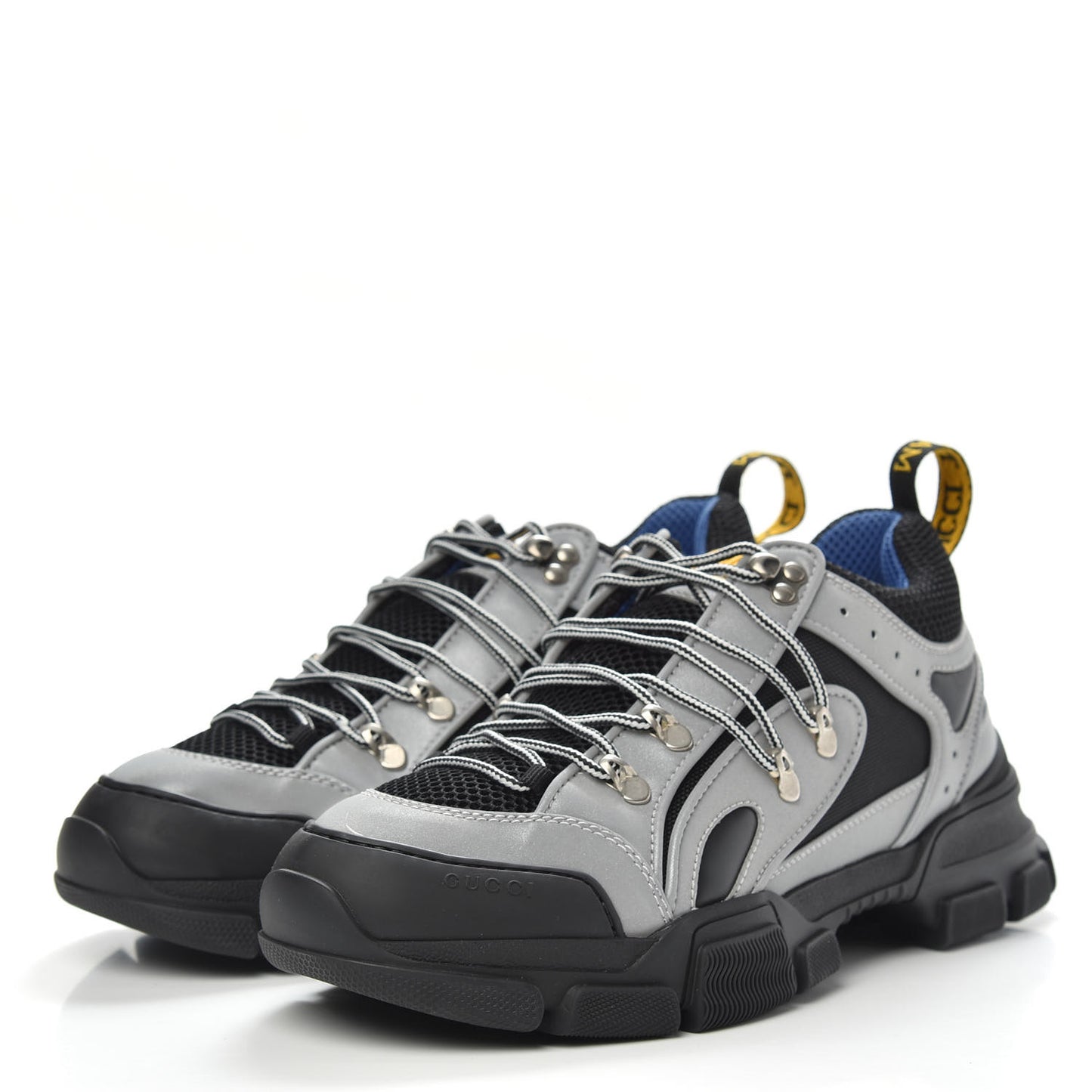 X SEGA Mesh Technical Canvas Calfskin Reflective Mens Flashtrek Sneakers 9 Silver Black