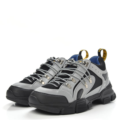 Gucci X SEGA Mesh Technical Canvas Calfskin Reflective Mens Flashtrek Sneakers 9 Silver Black 3 of 8