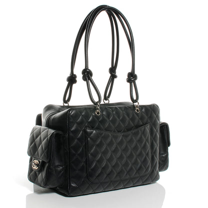 Chanel Calfskin Quilted Large Cambon Multipocket Reporter Black White 3 of 7