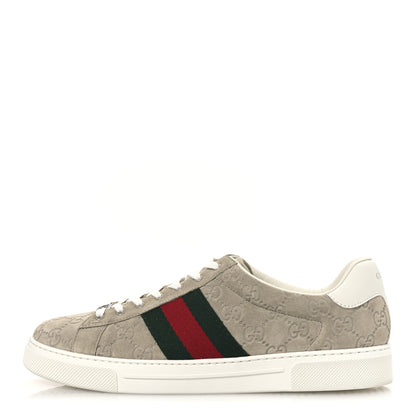 Gucci Suede GG Monogram Web Mens Ace Sneakers 8.5 Oatmeal 1 of 11