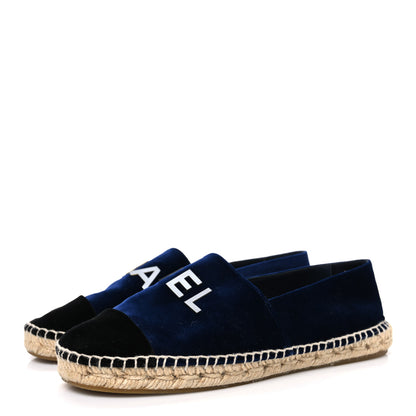 Chanel Velvet Logo Espadrilles 38 Navy Black 4 of 11