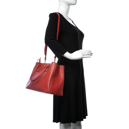 Prada Saffiano Lux Medium Tote Fuoco 2 of 10