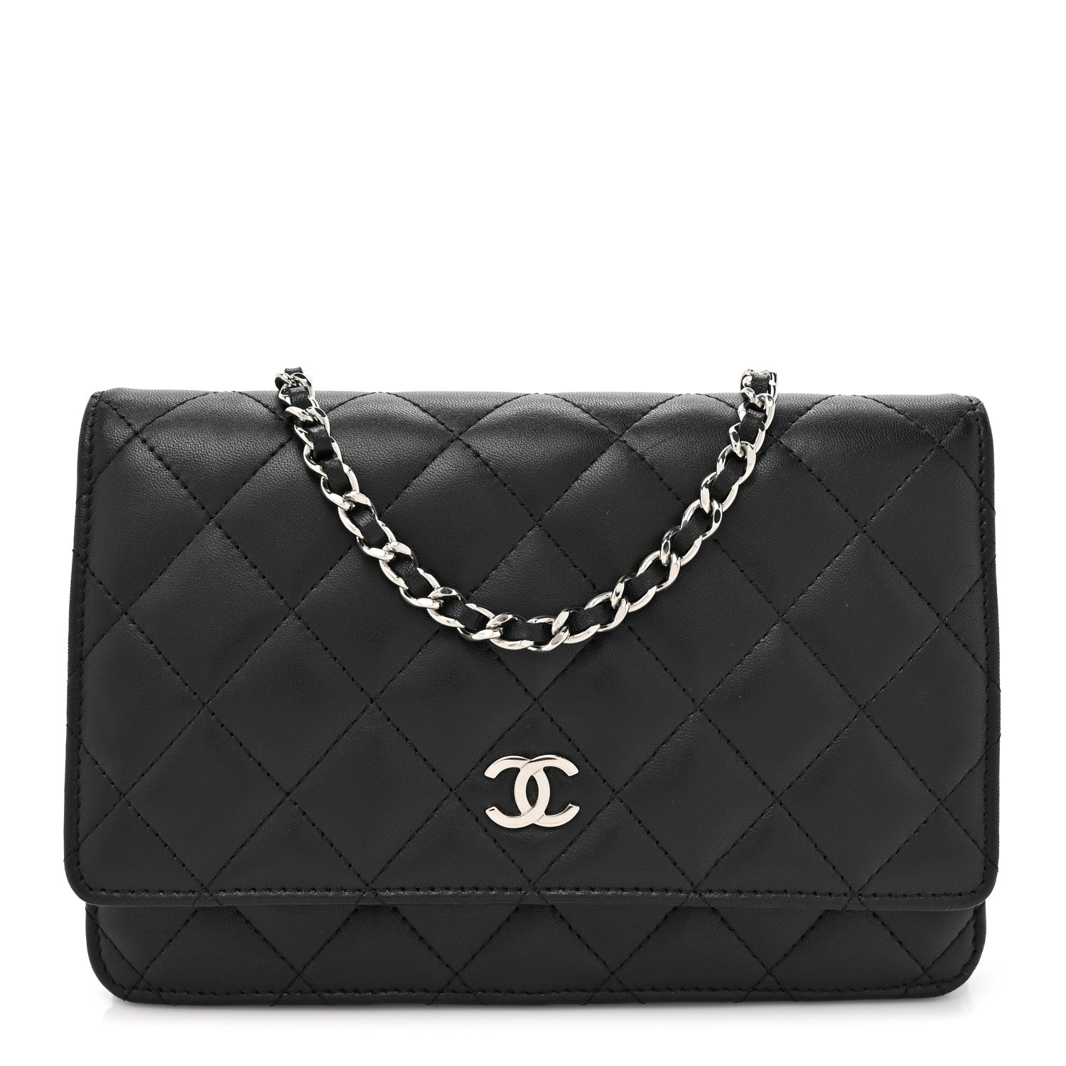 Chanel Lambskin Quilted Wallet On Chain WOC Black 1 of 11
