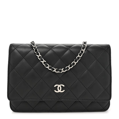 Chanel Lambskin Quilted Wallet On Chain WOC Black 1 of 11