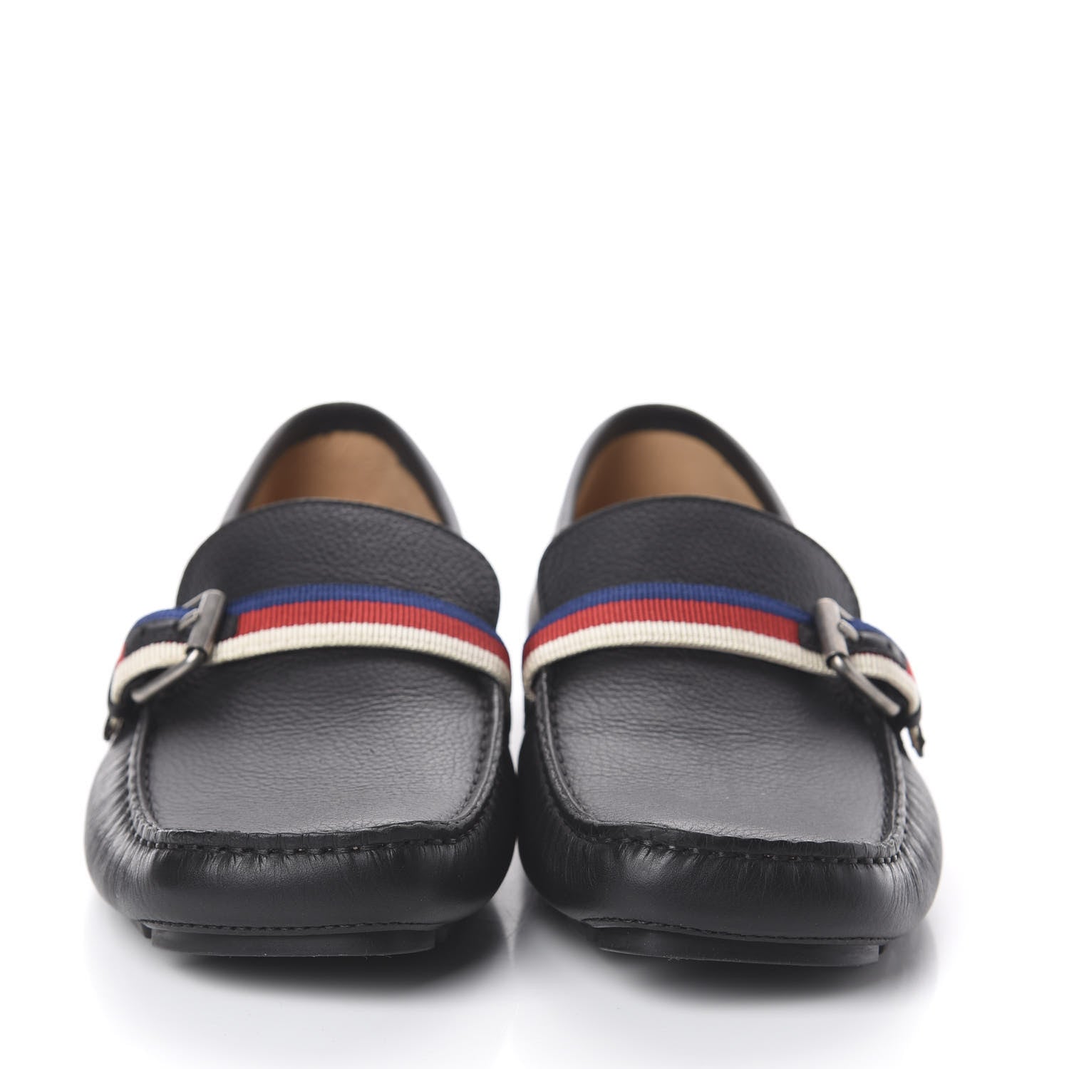 Gucci Calfskin Mens Web Sylvie Web Buckle Driver Loafers 9 Black 2 of 7