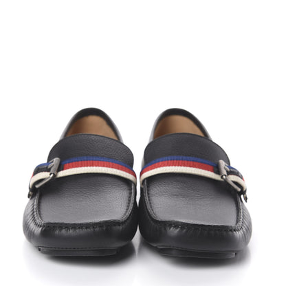 Gucci Calfskin Mens Web Sylvie Web Buckle Driver Loafers 9 Black 2 of 7
