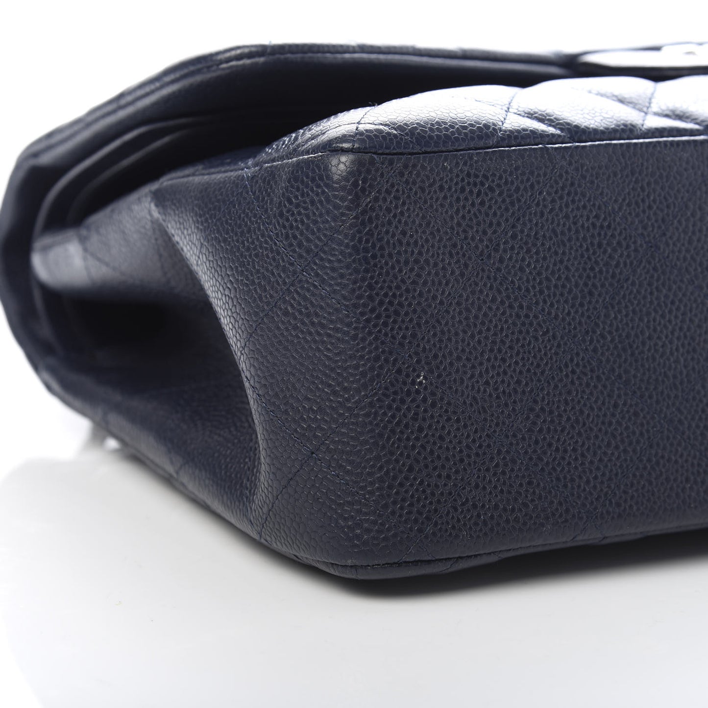 Caviar Quilted Jumbo Double Flap Navy Blue