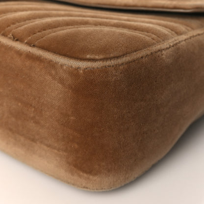 Gucci Velvet Matelasse Small GG Marmont Shoulder Bag Taupe 9 of 10