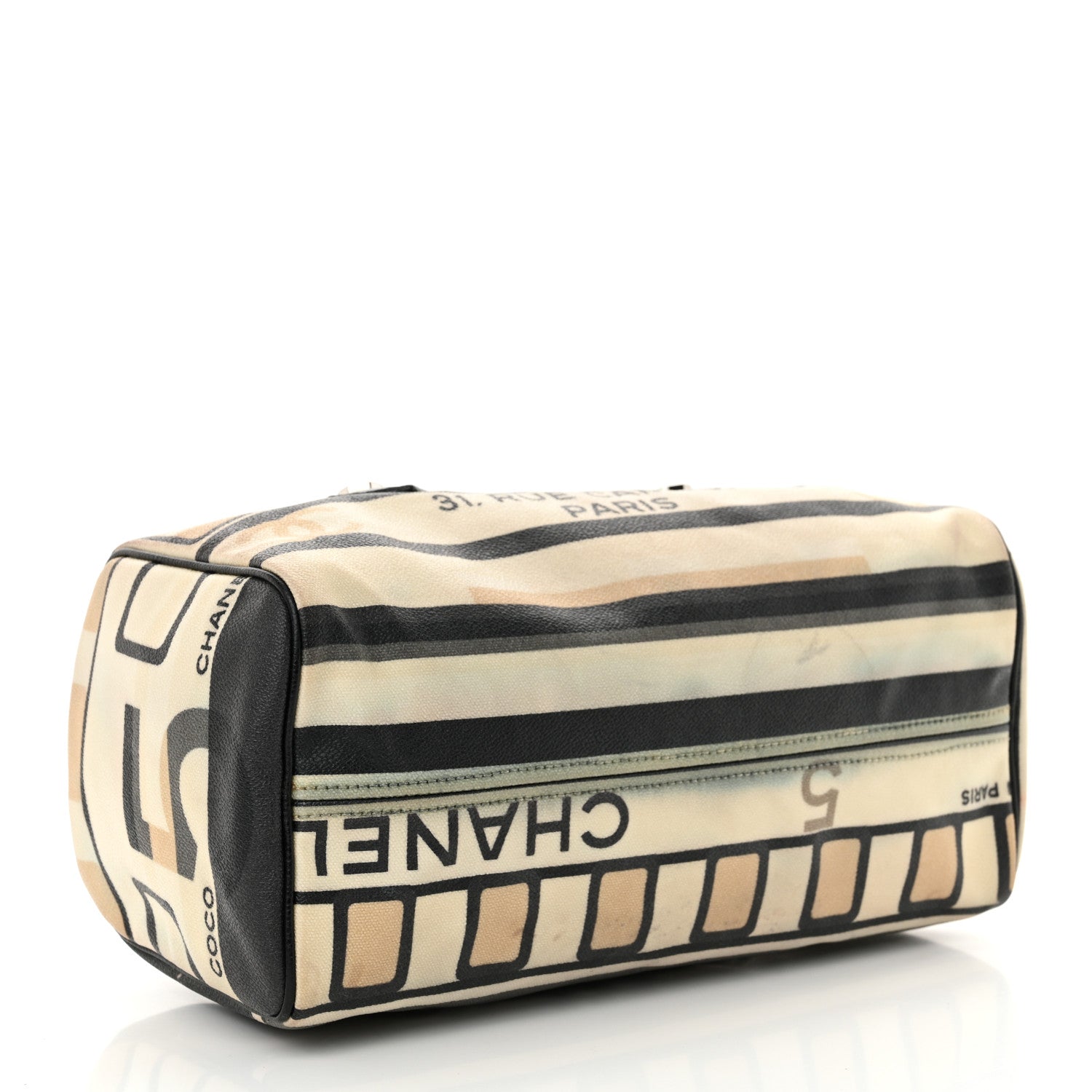 Chanel Coated Canvas Le Train Boston Bag Black 4 of 16