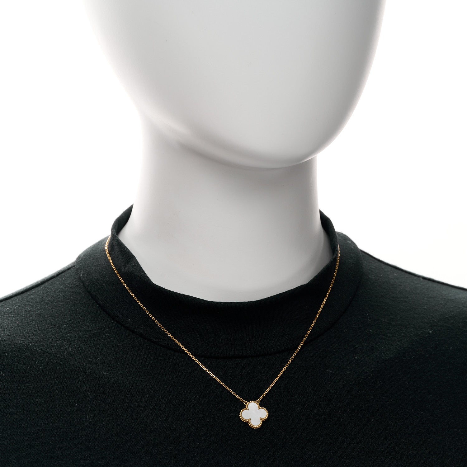 Van Cleef & Arpels 18K Yellow Gold Mother of Pearl Vintage Alhambra Pendant Necklace 2 of 5